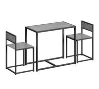 HOMCOM 3 Piece Table Stool Set - Charcoal Grey Wood-Effect