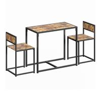 HOMCOM 3 Piece Table Stool Set - Rustic Brown