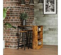 Homcom 3 Pieces Bar Table Set Height Table 2 Stools With Storage Shelf