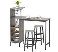 Homcom 3 Pieces Dining Room Set, 6-Tier Dining Table And Stools, Natural Natural