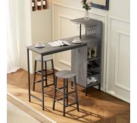 HOMCOM 3 Pieces Dining Room Set, 6-Tier Dining Table & Stools, Natural HOMCOM Natural