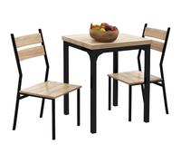 HOMCOM 3 Pieces Modern Dining Table Set for 2 Steel Legs Light Wood Effect | Kitchen Table and Chairs, Space Saving Design, Breakfast Nook Table Set, Very Small Table and 2 Chairs