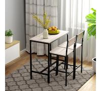 HOMCOM 3 Pieces Table Stool Set Industrial Design Metal Frame MDF Panels in Light Brown HOMCOM Light Brown