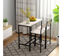 HOMCOM 3 Pieces Table Stool Set Industrial Design Metal Frame MDF Panels in Light Brown HOMCOM Light Brown