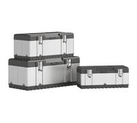 HOMCOM 3 Pieces Tool Box Set 23"/ 19"/ 16" Powder Coated Stainless Steel | Toolbox, Removable Tray, Handles, Latches, Heavy Duty Tool Case Storage, Workshop, Garage