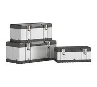 HOMCOM 3 Pieces Tool Case Set, 23" 19" 16" Stainless Steel Tool Boxes, Silver