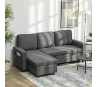 HOMCOM Pull Out Sofa Bed L Shape Corner Sofa w/ Reversible Chaise - Charcoal grey - Polyester