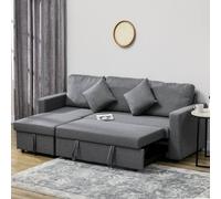 HOMCOM Corner Sofa Bed with Storage, 3 Seater Pull Out Sofa Bed, Dark Grey