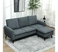 3 Seater Corner Sofa Couch Settee with Chaise Lounge, Charcoal Grey HOMCOM Dark Grey One Size