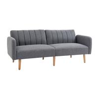 HOMCOM 3 Seater Linen Sofa Bed with Adjustable Backrest for Living Room