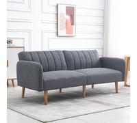 HOMCOM Convertible Linen Fabric 2 Seat Sofa Bed - Grey, Grey