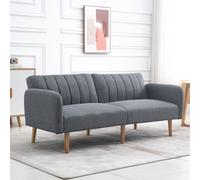 HOMCOM 3 Seater Linen Sofa Bed with Adjustable Backrest for Living Room in Grey HOMCOM Grey
