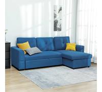 HOMCOM Three-Seater L-Shaped Convertible Pull-Out Sofa Bed with Storage - Dark Blue, Blue