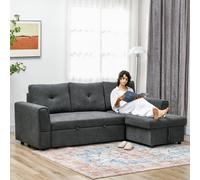 Homcom 3 Seater Sofa Bed, Convertible Pull Out Sofa With Storage, Dark Grey