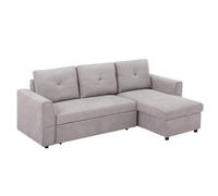 HOMCOM 3 Seater Sofa Bed, L Shaped Pull Out Sofa Bed with Storage, Convertible Click Clack Sofa Bed for Living Room, Office, Light Grey
