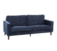 HOMCOM 3 Seater Sofa Button Tufted Upholstered Velvet Couch with Wood Legs for Living Room, Dark Blue