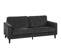HOMCOM 3 Seater Sofa Button Tufted Upholstered Velvet Couch with Wood Legs for Living Room, Dark Grey