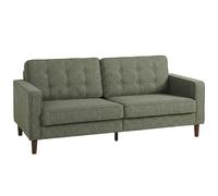 HOMCOM 3 Seater Sofa Button Tufted Upholstered Velvet Couch with Wood Legs for Living Room, Green