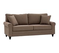 HOMCOM Fabric Sofa 3 Seater Sofa for Living Room w/ Throw Pillow Brown