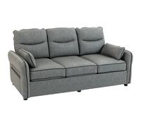 HOMCOM 3 Seater Sofa, Faux Leather Couch - Grey