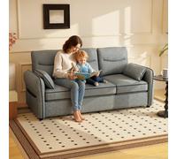 HOMCOM 3 Seater Sofa, Faux Leather Couch with Thicken Cushion, Grey HOMCOM Grey 3 Seater