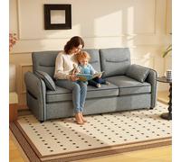 HOMCOM 3 Seater Sofa, Faux Leather Couch with Thicken Cushion, Grey HOMCOM Grey 3 Seater