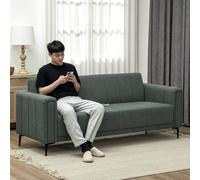 HOMCOM 3 Seater Sofa, Modern Fabric Couch with Channel Tufted, Grey in Dark Grey HOMCOM Dark Grey
