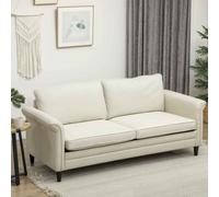 HOMCOM Modern 3 Seater Sofa for Living Room, Fabric Couch Settee, Cream