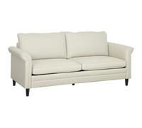 HOMCOM 3 Seater Sofa, Modern Fabric Sofa Couch with Spring Cushion, Rubber Wood Legs, Upholstered Settee for Living Room, Bedroom Guest Room, Cat Scratch Anti, Cream White