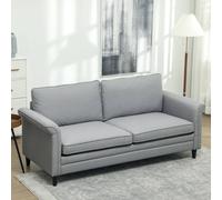 HOMCOM Modern 3 Seater Sofa for Living Room, Fabric Couch Settee, Grey