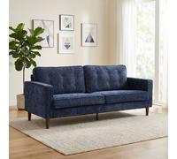 HOMCOM 3 Seater Sofa with Button Tufting Wood Legs, Dark Blue