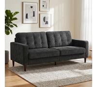 Homcom 3 Seater Sofa With Button Tufting Wood Legs, Dark Grey