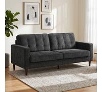 HOMCOM 3 Seater Sofa with Button Tufting Wood Legs, Dark Grey HOMCOM Dark Grey 3 Seater