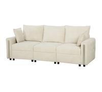 Homcom 3 Seater Sofa With Lift-Up Storage, 228 Cm Velvet Couch, Beige