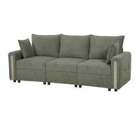 HOMCOM 3 Seater Sofa with Lift-Up Storage, 228cm Comfy Velvet Couch with Wide Deep Seat, Dark Green