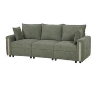 HOMCOM 3 Seater Sofa with Lift-Up Storage, 228cm Comfy Velvet Couch with Wide Deep Seat, Dark Green