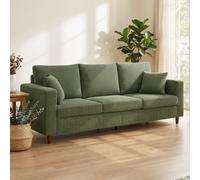 HOMCOM 3 Seater Sofa with Wide Seat, Corduroy Upholstered, Green