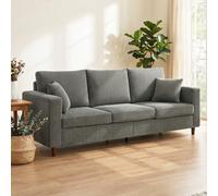 Homcom 3 Seater Sofa With Wide Seat, Corduroy Upholstered, Light Grey