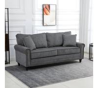 HOMCOM Fabric Sofa 3 Seater Sofa for Living Room w/ Throw Pillow Grey