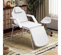 HOMCOM 3 Section Adjustable Massage Table, Beauty Bed for Spa, Lash, Black - White - 182L x 82W x 68H cm - Massage Table