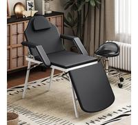 HOMCOM 3 Section Adjustable Massage Table, Beauty Bed for Spa, Lash, Black, Black