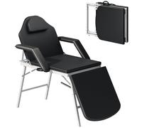 HOMCOM 3 Section Adjustable Massage Table, Beauty Bed for Spa, Lash, Black - White