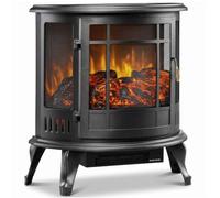 HOMCOM 3-Sided Electric Fireplace Stove, Freestanding, 2000W, Black | Log Burner, Portable Electric Fire Fan Heater w/ LED Flame Effect, Adjustable Thermostat and Brightness, Overheat Protection