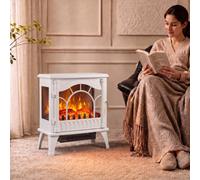 HOMCOM Electric Fireplace Stove Freestanding Log Burner, White | 1000W/2000W, 3-Sided Glass Electric Fire Fan Heater, Flame Effect, Adjustable Thermostat and Brightness, Overheat Protection