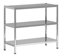 HOMCOM 3-Tier Bakers Rack with Storage, Stainless Steel Microwave Stand with Adjustable Shelves for Small Spaces, Kitchen Storage Unit for Spices, Pots and Pans, Silver Tone