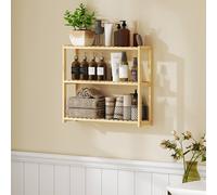 HOMCOM 3-Tier Bamboo Adjustable Bathroom Storage Shelf, Natural