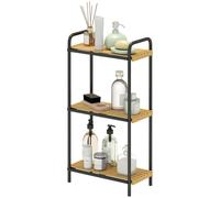 Homcom 3-Tier Bamboo Bathroom Shelf, Freestanding Shelving Unit, Natural In Black Black