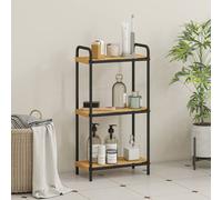 HOMCOM 3-Tier Bamboo Bathroom Shelf, Freestanding Shelving Unit, Natural - Black, Natural - W41.5*D21.5*H77.5cm
