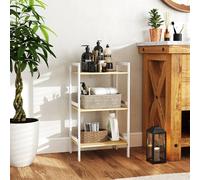 HOMCOM 3-Tier Bamboo Bathroom Storage Shelf with Adjustable Rack, White