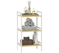 Homcom 3-Tier Bamboo Bathroom Storage Shelf With Adjustable Rack In White White